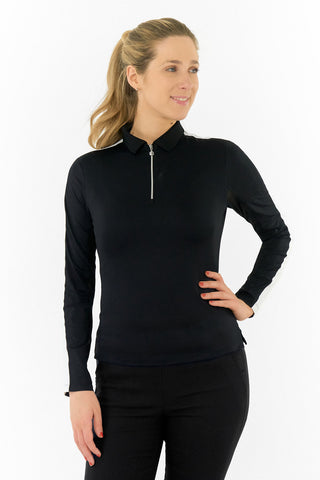 Nivo Ladies Nina Long Sleeve Polo - Black