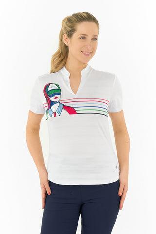 Nivo Ladies Flora Cap Sleeve Polo - White