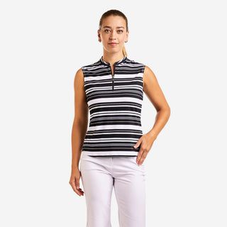 Linnea Sleeveless Polo - Black & White