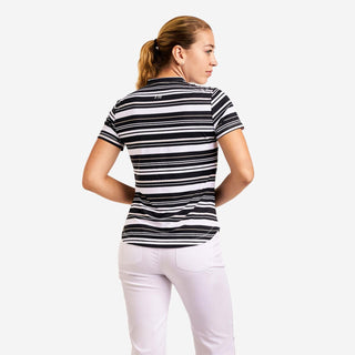 Lynda Cap Sleeve Polo - Black & White