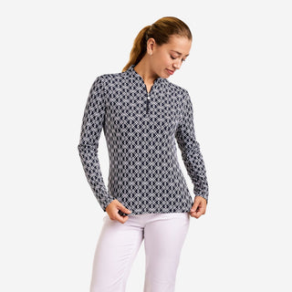 Lolita Long Sleeve Top - Navy & White