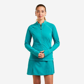 Alyssa Long Sleeve Full Zip Top - Peacock Blue