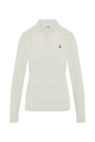Penguin Ladies Golf Long Sleeve Polo with Power Mesh Yoke - Silver Birch