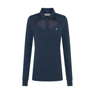 Penguin Ladies Golf Long Sleeve Polo with Power Mesh Yoke - Navy