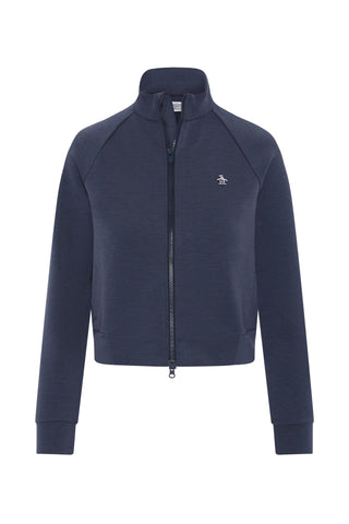 Penguin Ladies Golf Full Zip Textured Knit Jacket - Navy