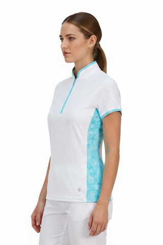 Pure Golf  Bliss Cap Sleeve Polo Shirt - Ocean Blue