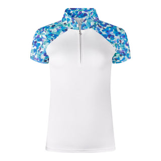 Pure Golf Spirit Cap Sleeve Womens Golf Polo Shirt - Dappled Ocean