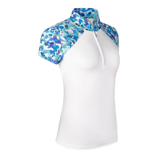 Pure Golf Spirit Cap Sleeve Womens Golf Polo Shirt - Dappled Ocean