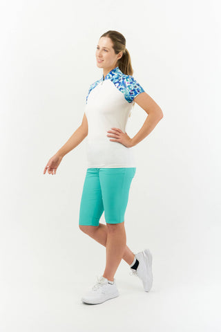 Pure Golf Spirit Cap Sleeve Womens Golf Polo Shirt - Dappled Ocean