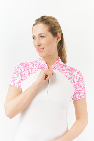 Pure Golf Spirit Cap Sleeve Womens Golf Polo Shirt - Candy Pebble