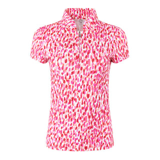 Pure Golf Ellen Short Sleeve Womens Golf Polo Shirt - Petal Polka