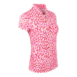 Pure Golf Ellen Short Sleeve Womens Golf Polo Shirt - Petal Polka