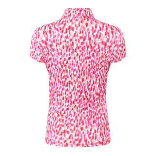 Pure Golf Ellen Short Sleeve Womens Golf Polo Shirt - Petal Polka