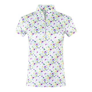 Pure Golf Rise Cap Sleeve Womens Golf Polo Shirt - Ethereal Bouquet