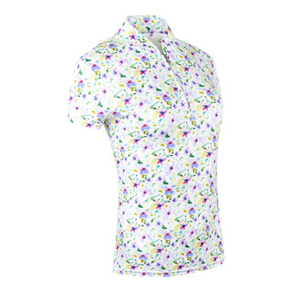 Pure Golf Rise Cap Sleeve Womens Golf Polo Shirt - Ethereal Bouquet