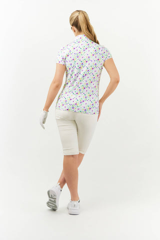 Pure Golf Rise Cap Sleeve Womens Golf Polo Shirt - Ethereal Bouquet