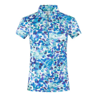 Pure Golf Rise Cap Sleeve Womens Golf Polo Shirt  - Dappled Ocean