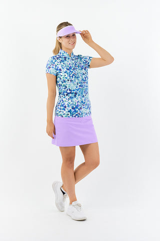 Pure Golf Rise Cap Sleeve Womens Golf Polo Shirt  - Dappled Ocean