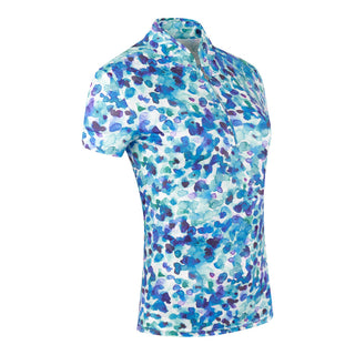 Pure Golf Rise Cap Sleeve Womens Golf Polo Shirt  - Dappled Ocean