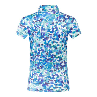 Pure Golf Rise Cap Sleeve Womens Golf Polo Shirt  - Dappled Ocean