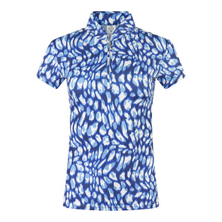 Pure Golf Rise Cap Sleeve Womens Golf Polo Shirt - Leopard Lake