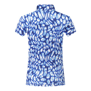 Pure Golf Rise Cap Sleeve Womens Golf Polo Shirt - Leopard Lake