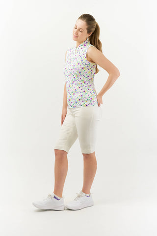 Pure Golf Rise Womens Sleeveless Polo Shirt - Ethereal Bouquet