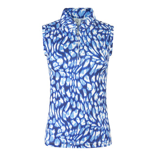 Pure Golf Rise Sleeveless Golf Polo Shirt - Leopard Lake