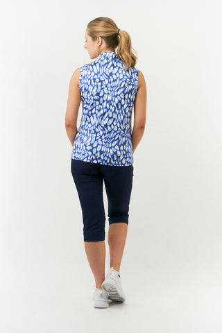 Pure Golf Rise Sleeveless Golf Polo Shirt - Leopard Lake