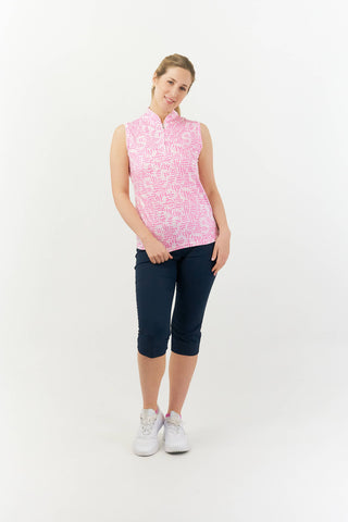 Pure Golf Rise Sleeveless Polo Shirt - Candy Pebble