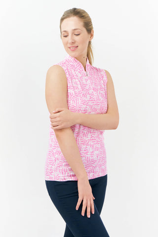 Pure Golf Rise Sleeveless Polo Shirt - Candy Pebble