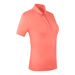 Pure Golf Christina Cap Sleeve Polo Shirt - Coral