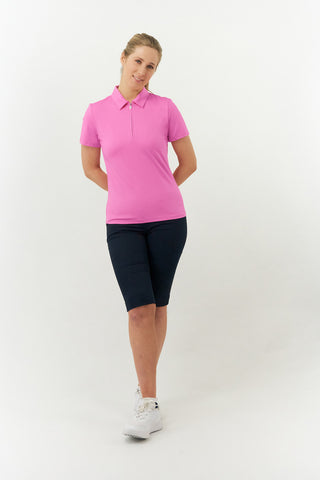 Pure Golf Christina Cap Sleeve Polo Shirt - Candy Pink