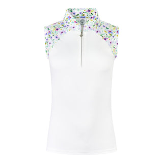 Pure Golf Freda Sleeveless Golf Polo Shirt - Ethereal Bouquet