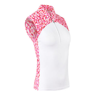 Pure Golf Freda Sleeveless Golf Polo Shirt - Petal Polka