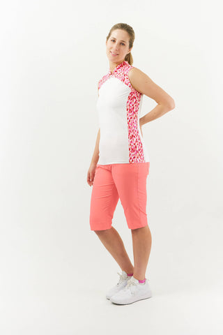 Pure Golf Freda Sleeveless Golf Polo Shirt - Petal Polka