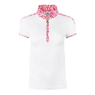 Pure Golf Brooke Cap Sleeve Womens Golf Polo Shirt - Petal Polka