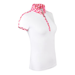 Pure Golf Brooke Cap Sleeve Womens Golf Polo Shirt - Petal Polka