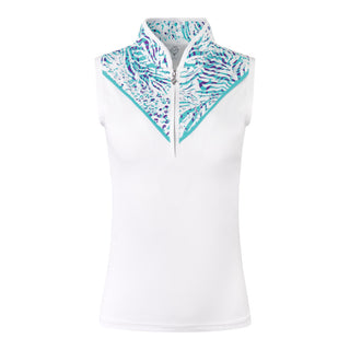 Pure Golf Joy Sleeveless Polo Shirt - Fierce Fusion