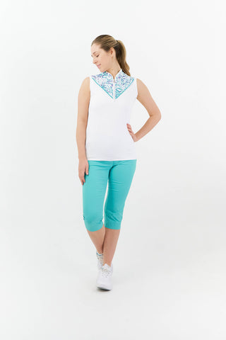 Pure Golf Joy Sleeveless Polo Shirt - Fierce Fusion