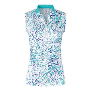 Pure Golf Felicity Sleeveless Golf Polo Shirt - Fierce Fusion