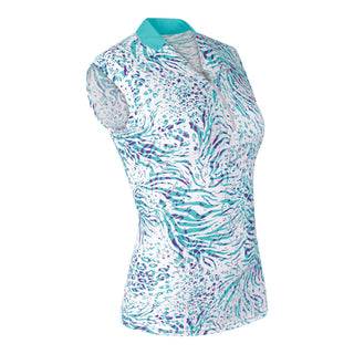 Pure Golf Felicity Sleeveless Golf Polo Shirt - Fierce Fusion