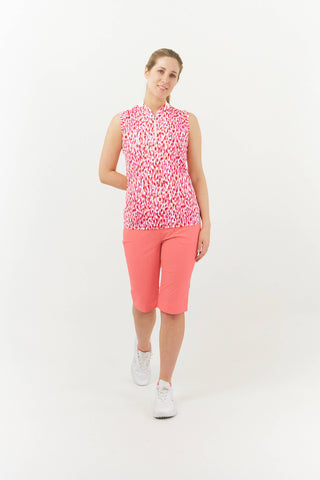 Pure Golf Felicity Sleeveless Golf Polo Shirt - Petal Polka