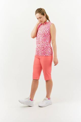 Pure Golf Felicity Sleeveless Golf Polo Shirt - Petal Polka