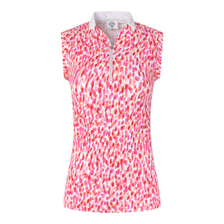 Pure Golf Felicity Sleeveless Golf Polo Shirt - Petal Polka