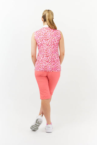 Pure Golf Felicity Sleeveless Golf Polo Shirt - Petal Polka