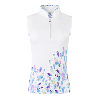 Pure Golf Aria Sleeveless Golf Polo Shirt - Opal Wish