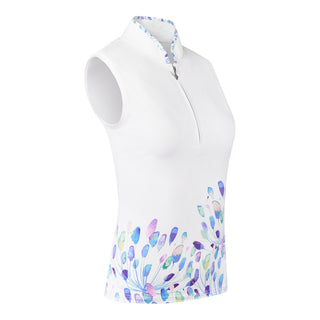 Pure Golf Aria Sleeveless Golf Polo Shirt - Opal Wish