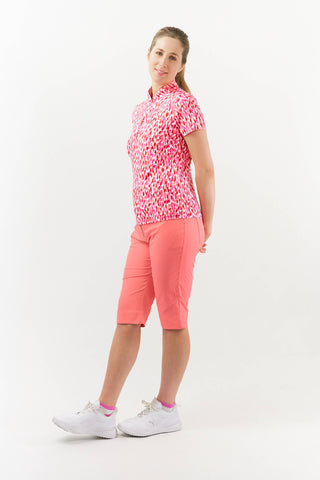 Pure Golf Ellen Short Sleeve Womens Golf Polo Shirt - Petal Polka