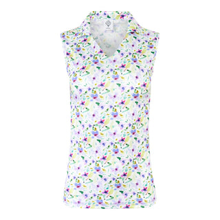 Pure Golf Aelia Sleeveless Golf Polo Shirt - Ethereal Bouquet